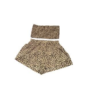 2 piece SHEIN animal Cheetah print Skirt & top Large
